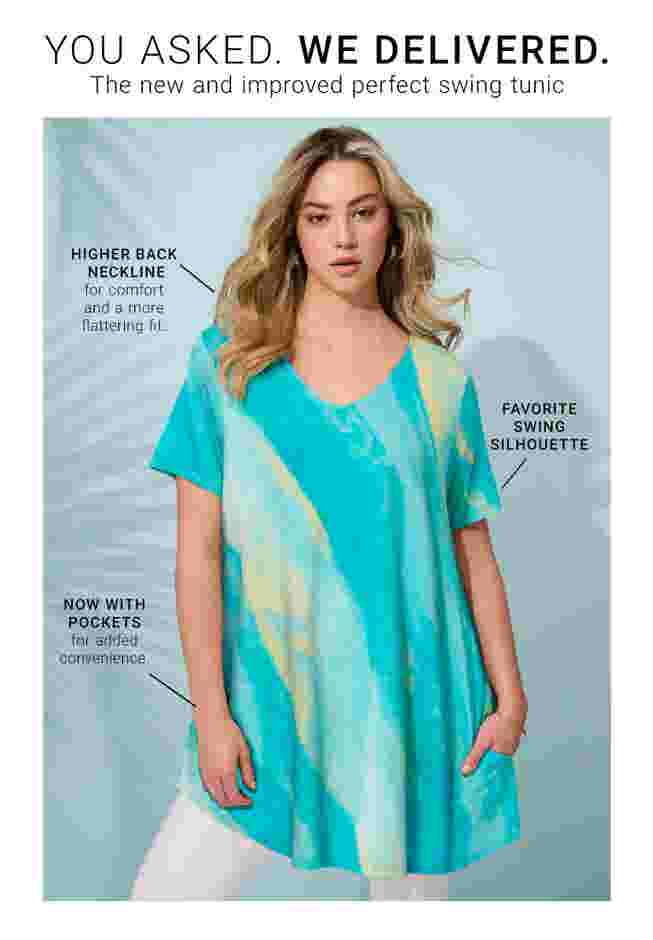 Ultra Drape V Neck Short-Sleeve Swing Tunic | Roaman's