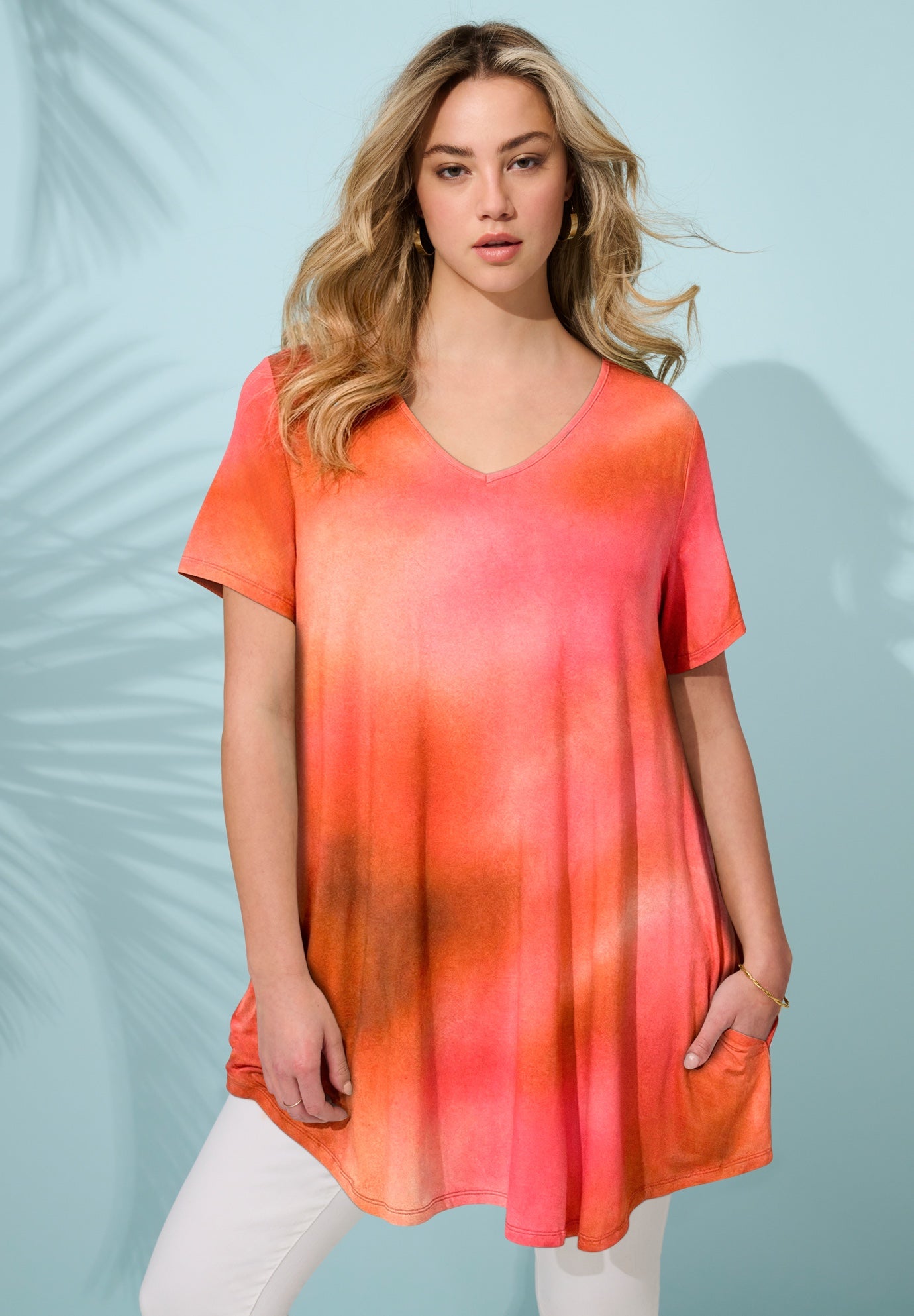 Ultra Drape V Neck Short-Sleeve Swing Tunic image number 0