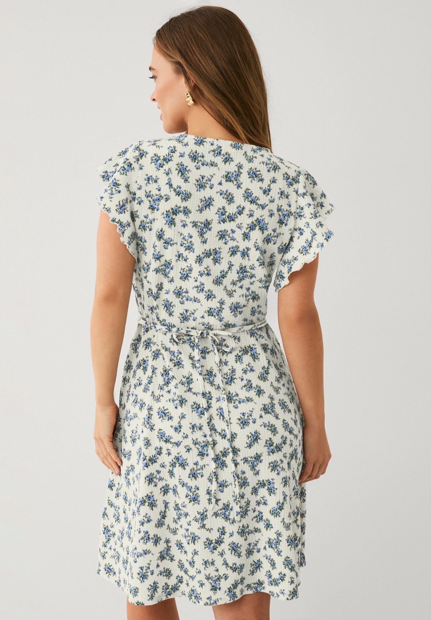 Textured Knit Tie Back Fit & Flare Dress image number 1