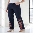 Plus Size Stretch Embroidered Straight-Leg Jean image number null