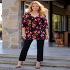 Plus Size Surplice Three Quarter Sleeve A-Line Tunic image number null
