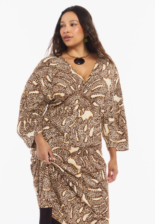 Fringe-Trim Surplice Maxi Dress image number 3