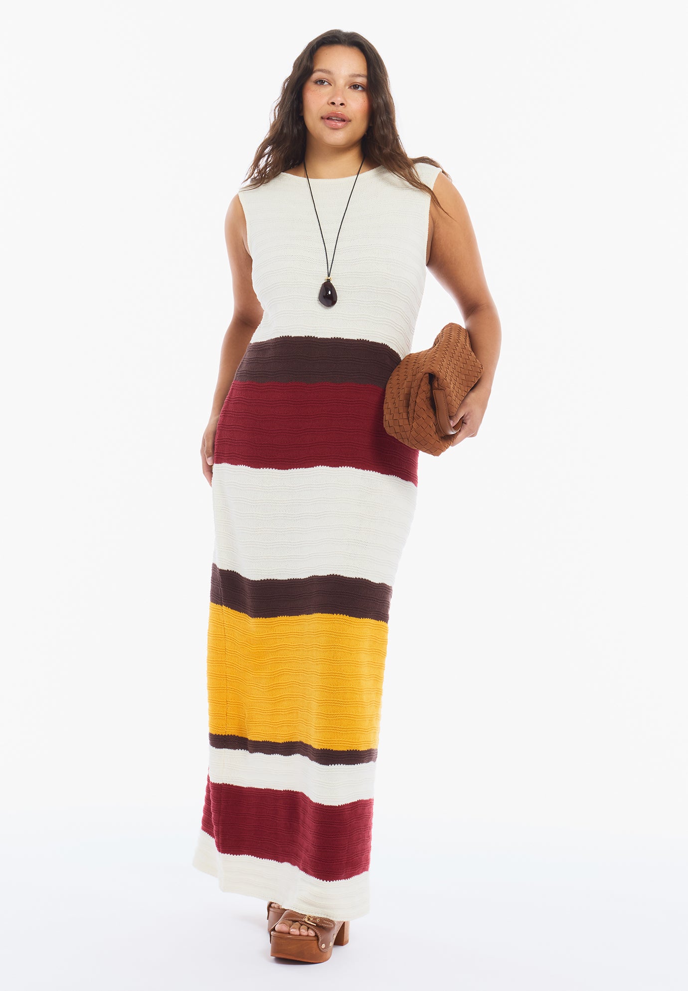 Colorblock Crochet Knit Maxi Dress image number 0