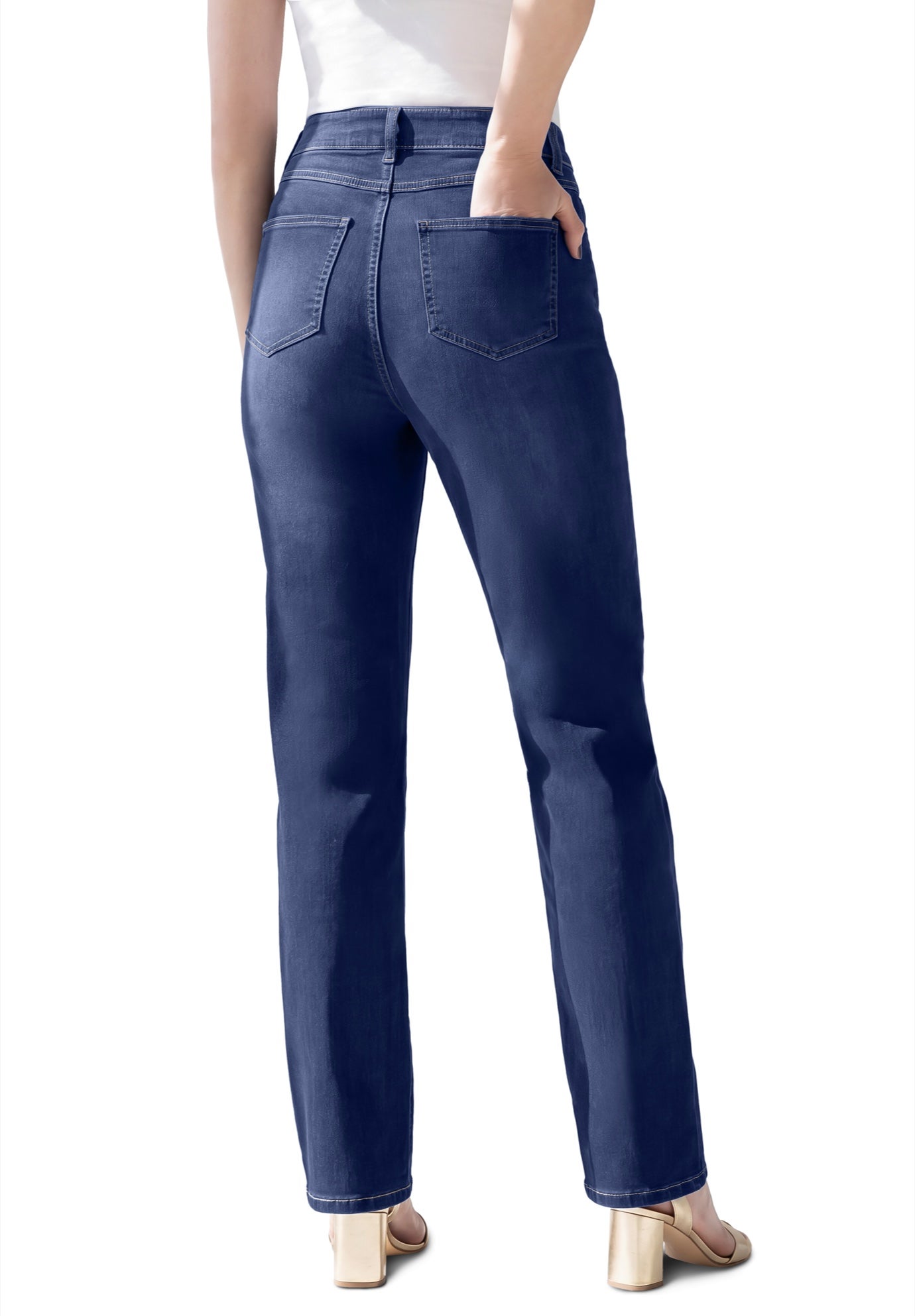Plus Size 360&ordm; Stretch 5-Pocket Straight-Leg Pull-On Jean image number 1