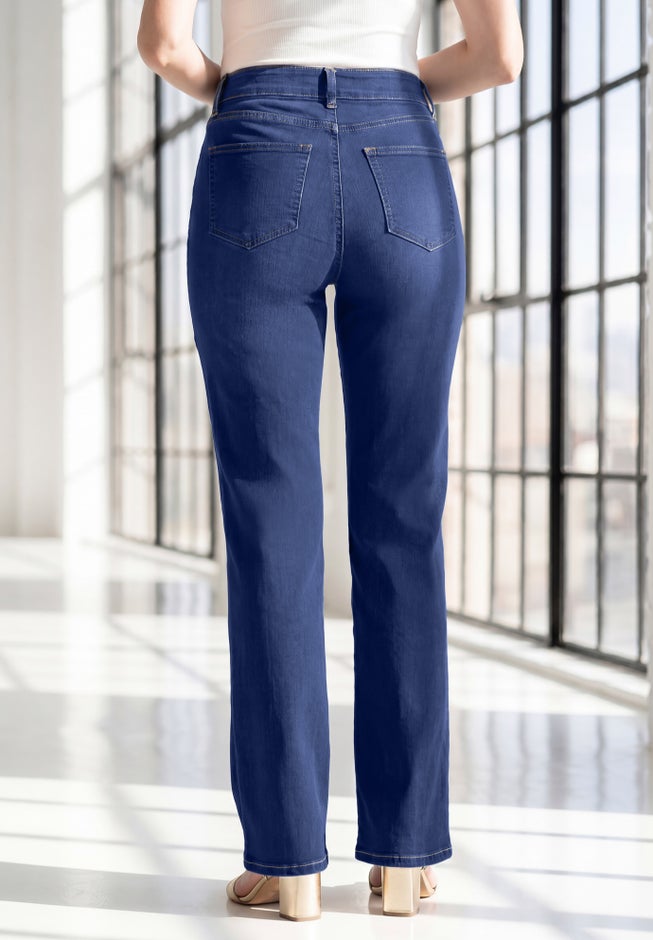 Plus Size 360&ordm; Stretch 5-Pocket Straight-Leg Pull-On Jean image number 1
