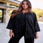 Plus Size Burnout Lace Bracelet Sleeve Jacket image number null