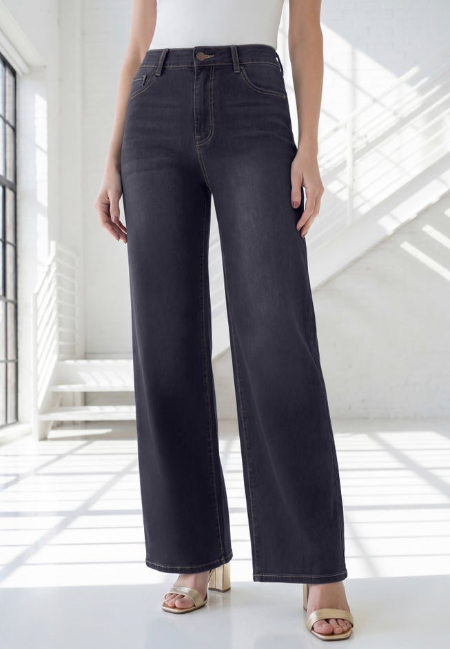 Plus Size 360&ordm; Stretch 5-Pocket Wide-Leg Pull-On Jean image number 2