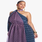 One-Shoulder Chiffon Maxi Dress With Neck Tie image number 2