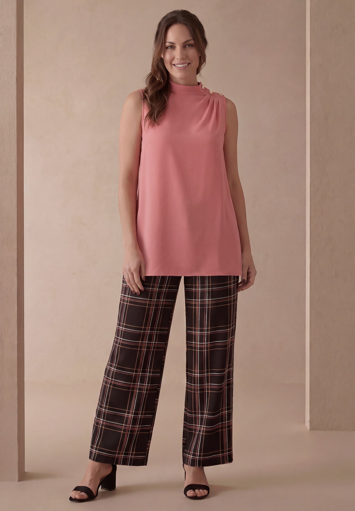 Stretch Knit Crepe Draped Tunic image number 0
