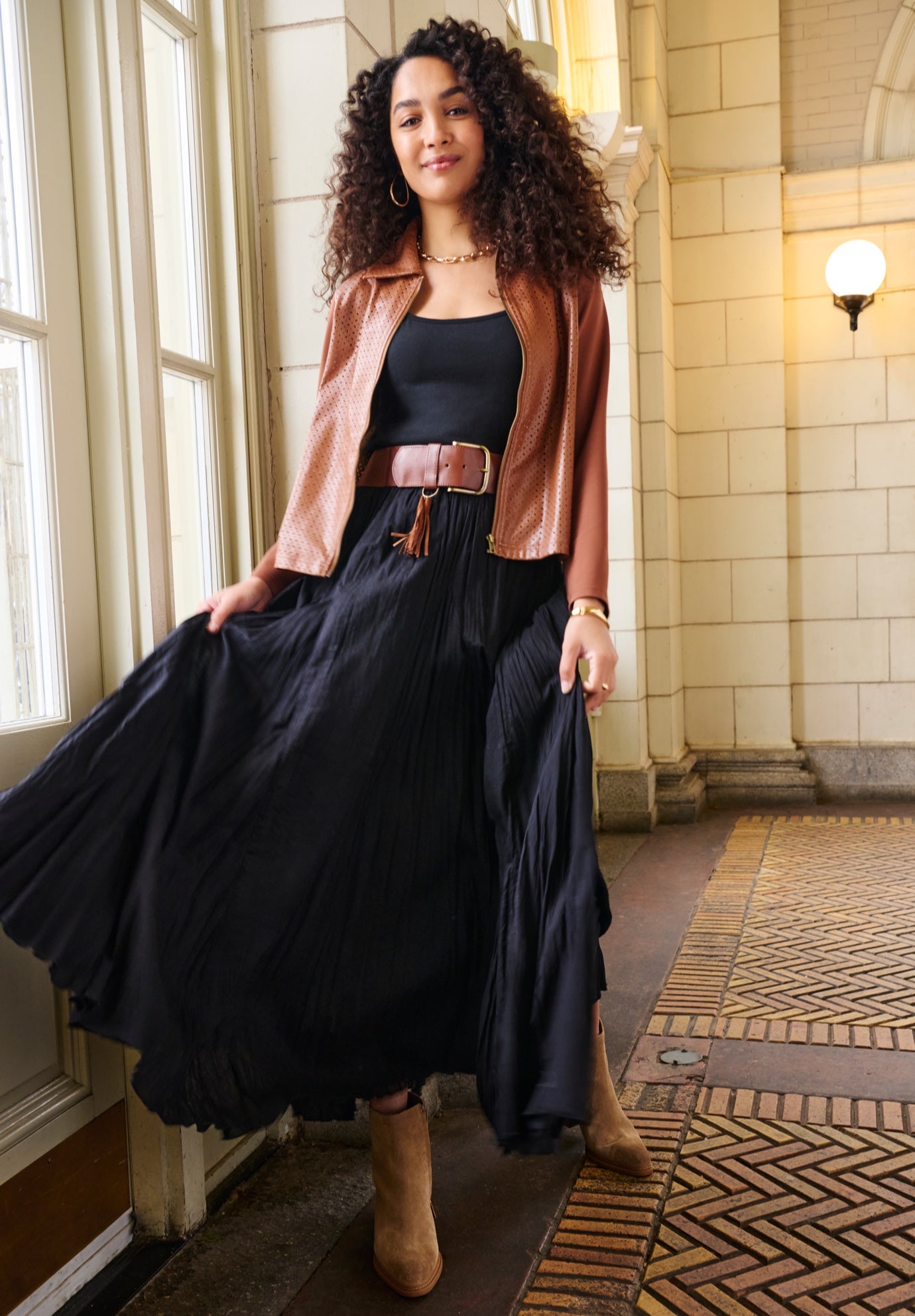 Perforated Faux Leather Zip-Front Jacket image number 0