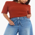 Wide-Leg Denim Culotte image number null