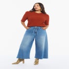 Wide-Leg Denim Culotte image number null