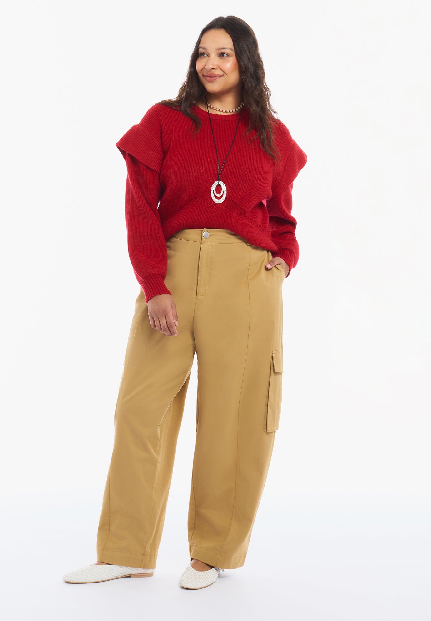 Sleeve Detail Mock Neck Sweater image number 0