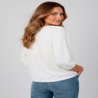 Plus Size Lace Pointelle V-Neck Blouson Sleeve Tunic image number null
