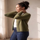 Crew Neck Boxy Button-front Cardigan image number null