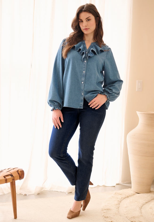 Mid-Rise Comfort Stretch 5-Pocket Straight Leg Jean image number 1