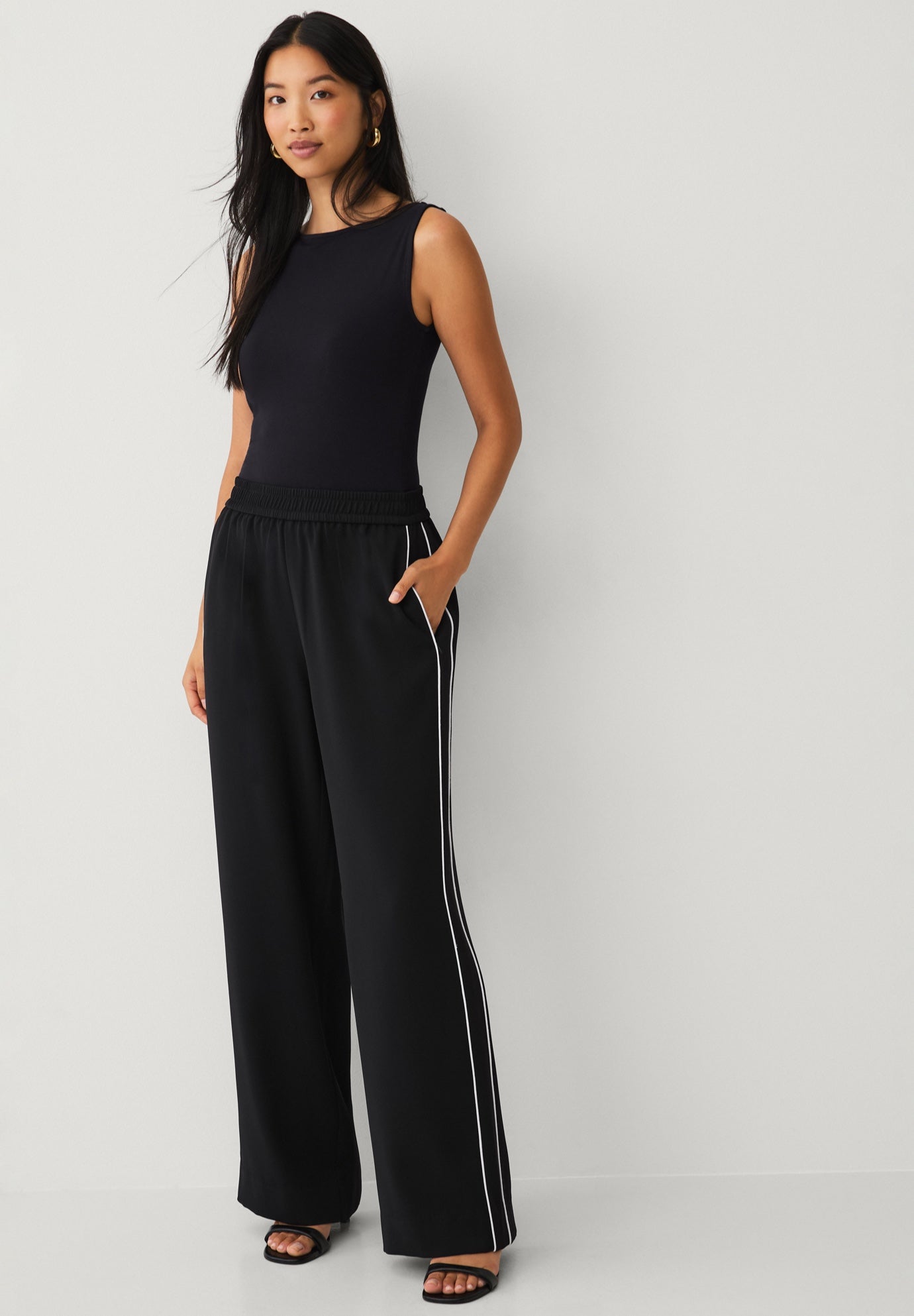 Elastic Waist Side Strip Track Pants image number 1
