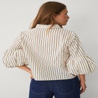 Button-Front Three-Quarter Puff Sleeve Shirt image number 1
