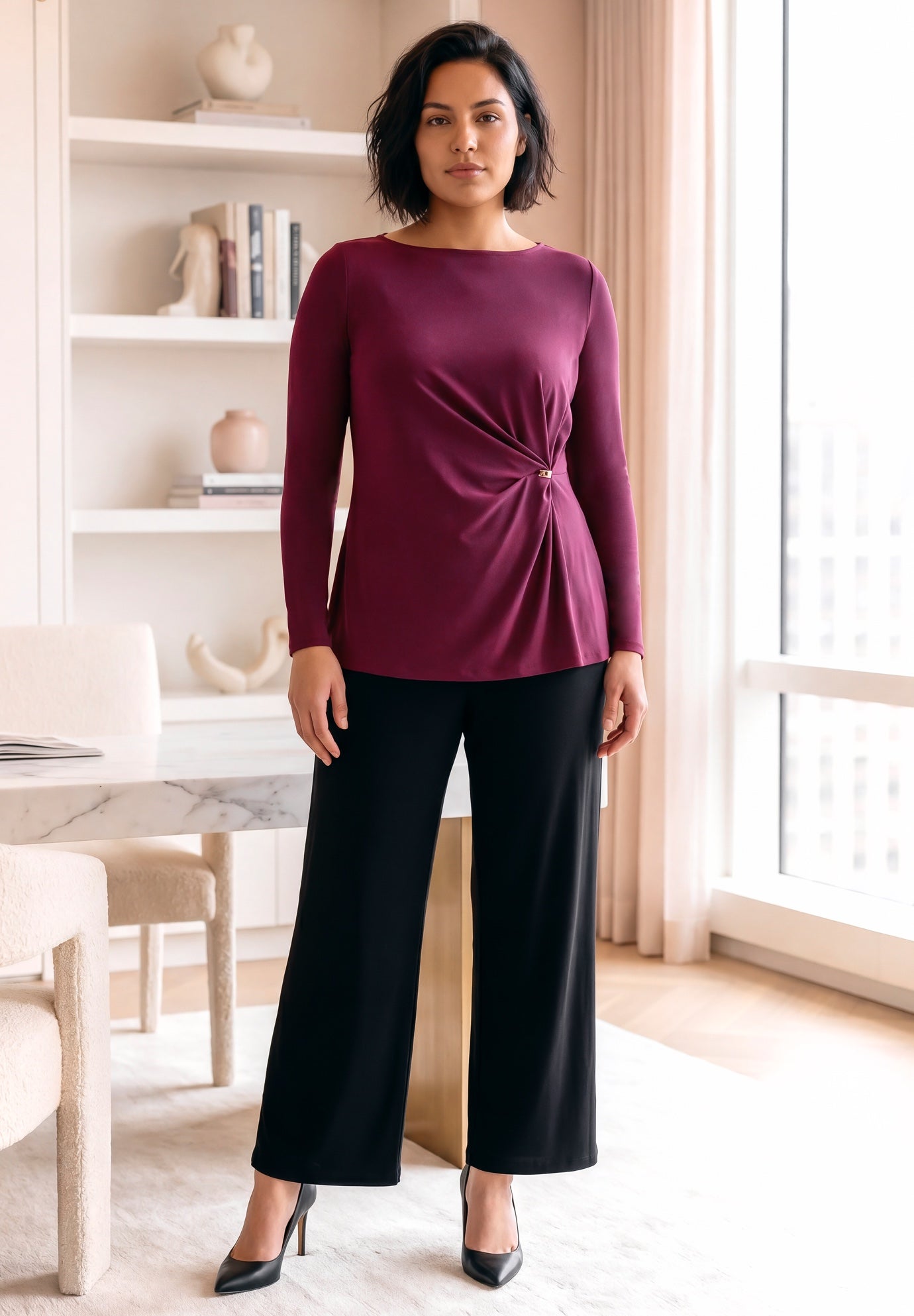Audrey Draped Buckle Top image number 0