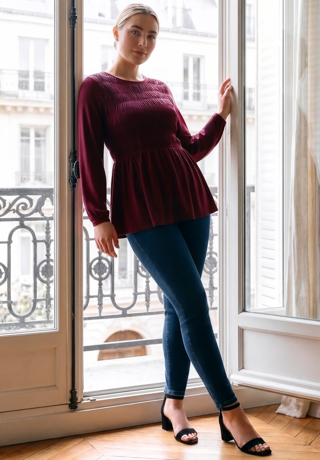 Sela Smocked Long Sleeve Top image number 2