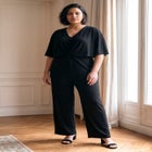 Twist Cape Metallic Jumpsuit image number null