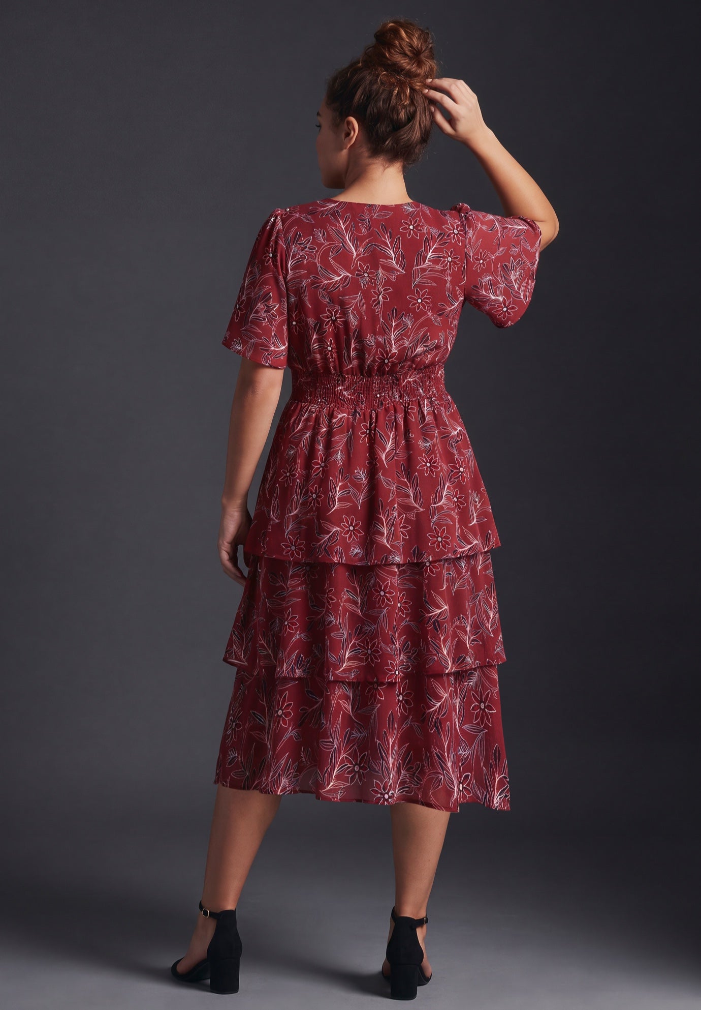 Tiered Flutter Midi Dress image number 3