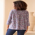Cotton Jersey Slub Three-Quarter Sleeve Trapeze Tee image number null