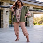 Plus Size Georgette Embroidered Kimono Sleeve Jacket image number 2