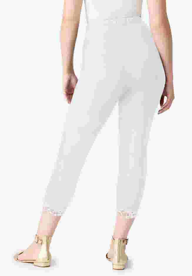 Lace Trim Essential Stretch Capri Legging image number 1
