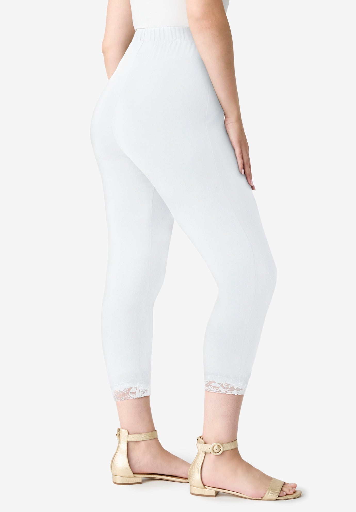 Lace Trim Essential Stretch Capri Legging image number 2