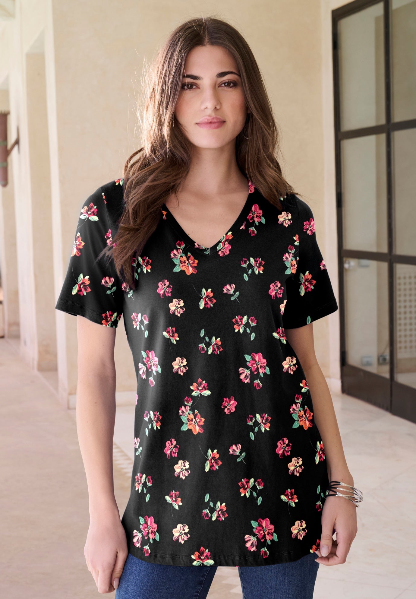 Plus Size Cotton Ultimate V-Neck Tee image number 0