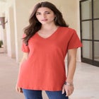 Plus Size Cotton Ultimate V-Neck Tee image number null