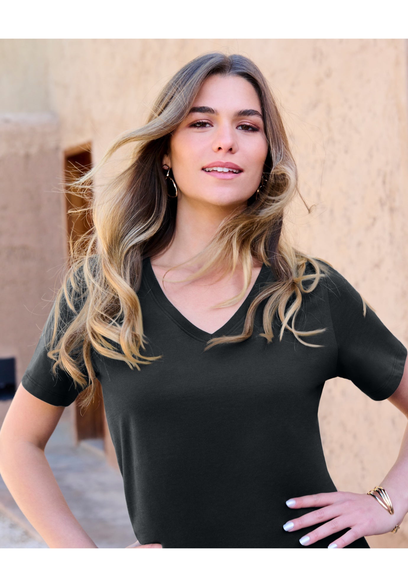 Plus Size Cotton Ultimate V-Neck Tee image number 1