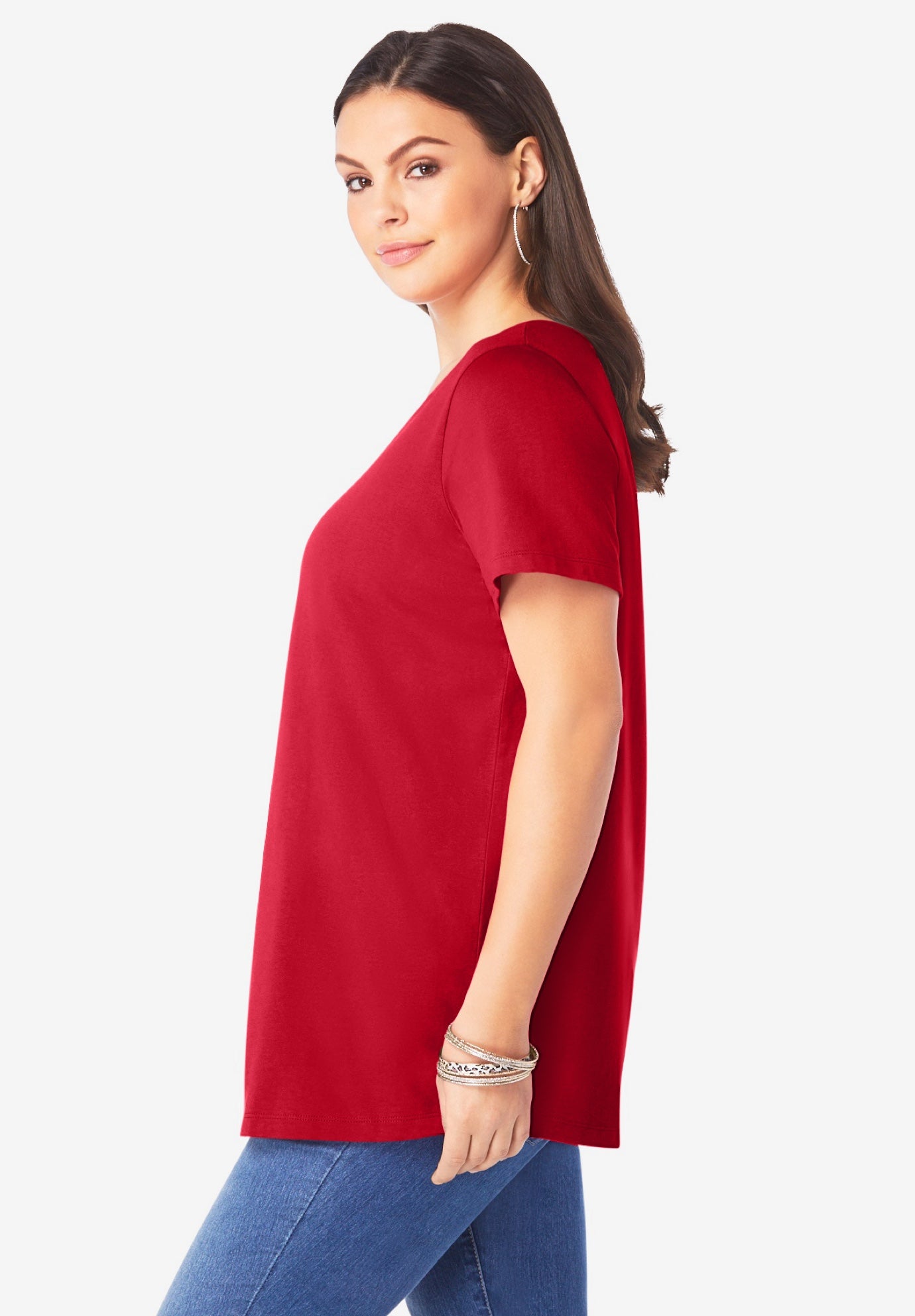 Plus Size Cotton Ultimate V-Neck Tee image number 2