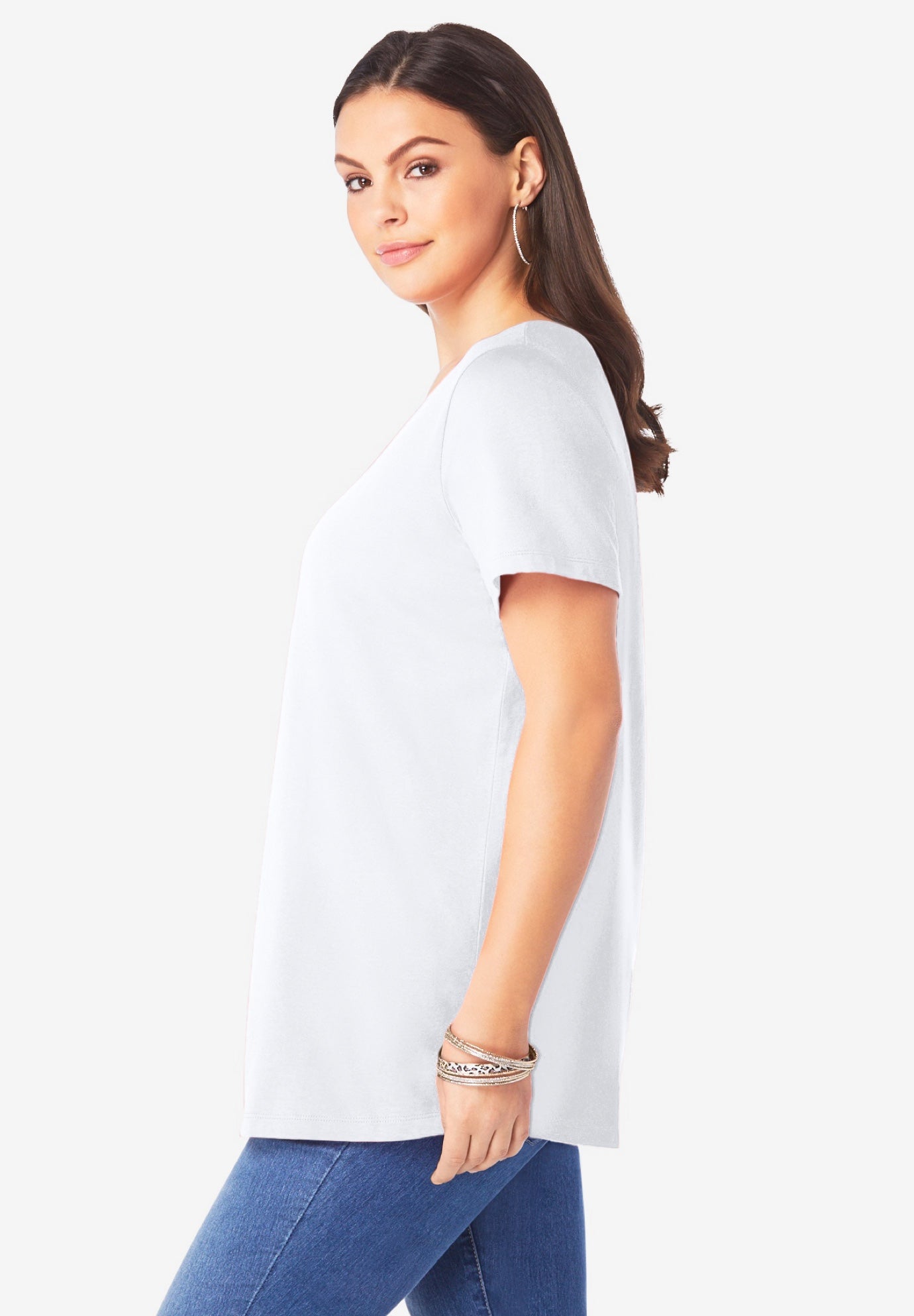 Plus Size Cotton Ultimate V-Neck Tee image number 2