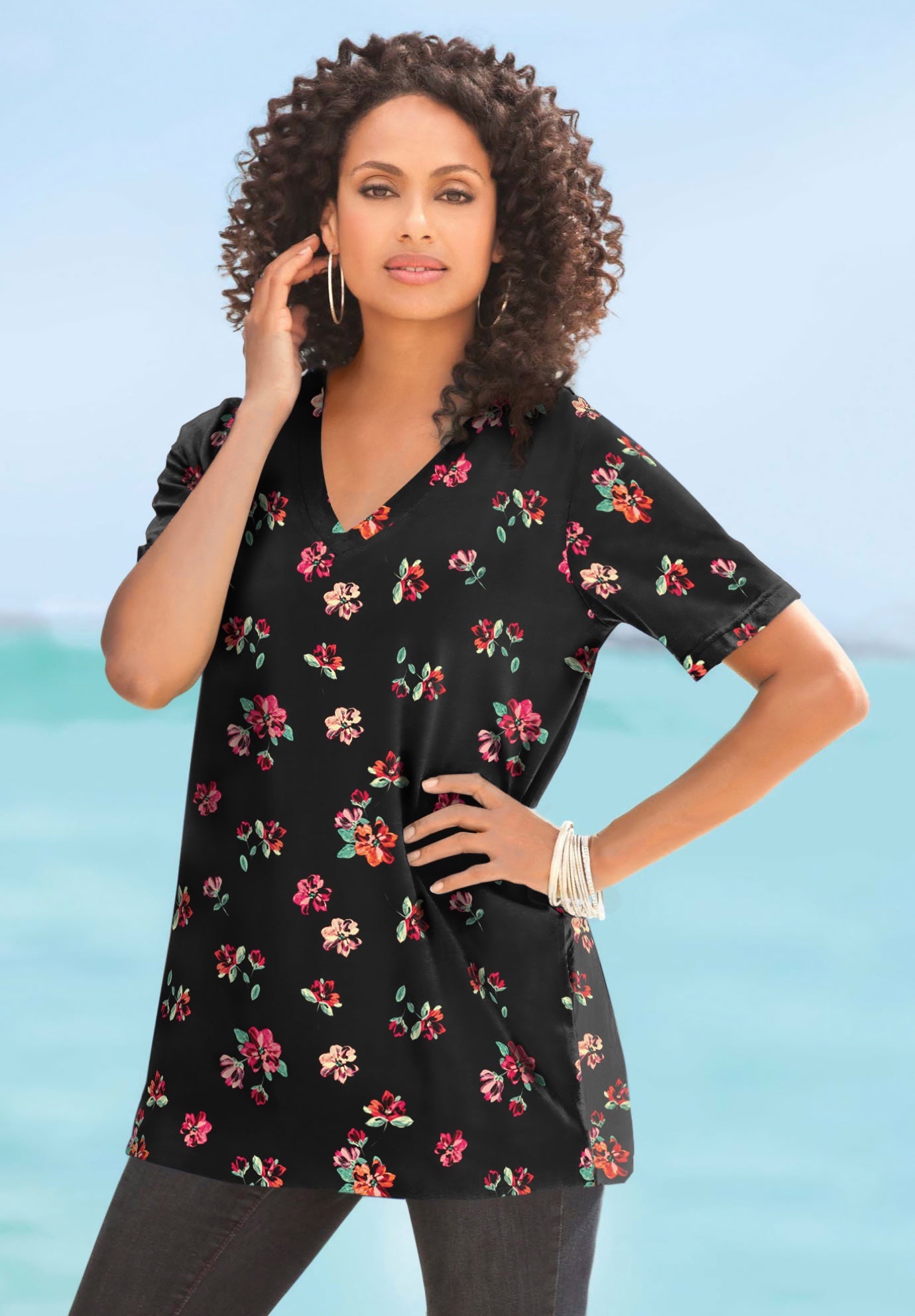 Plus Size Cotton Ultimate V-Neck Tee image number 0