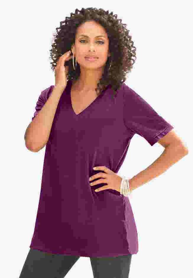 Plus Size Cotton Ultimate V-Neck Tee image number 0