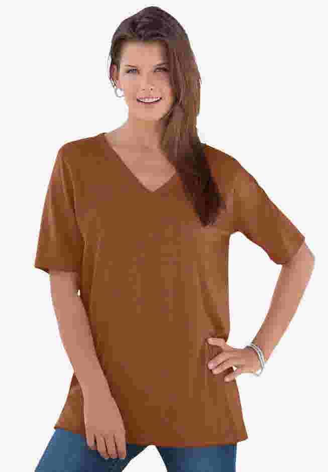 Plus Size Cotton Ultimate V-Neck Tee image number 0