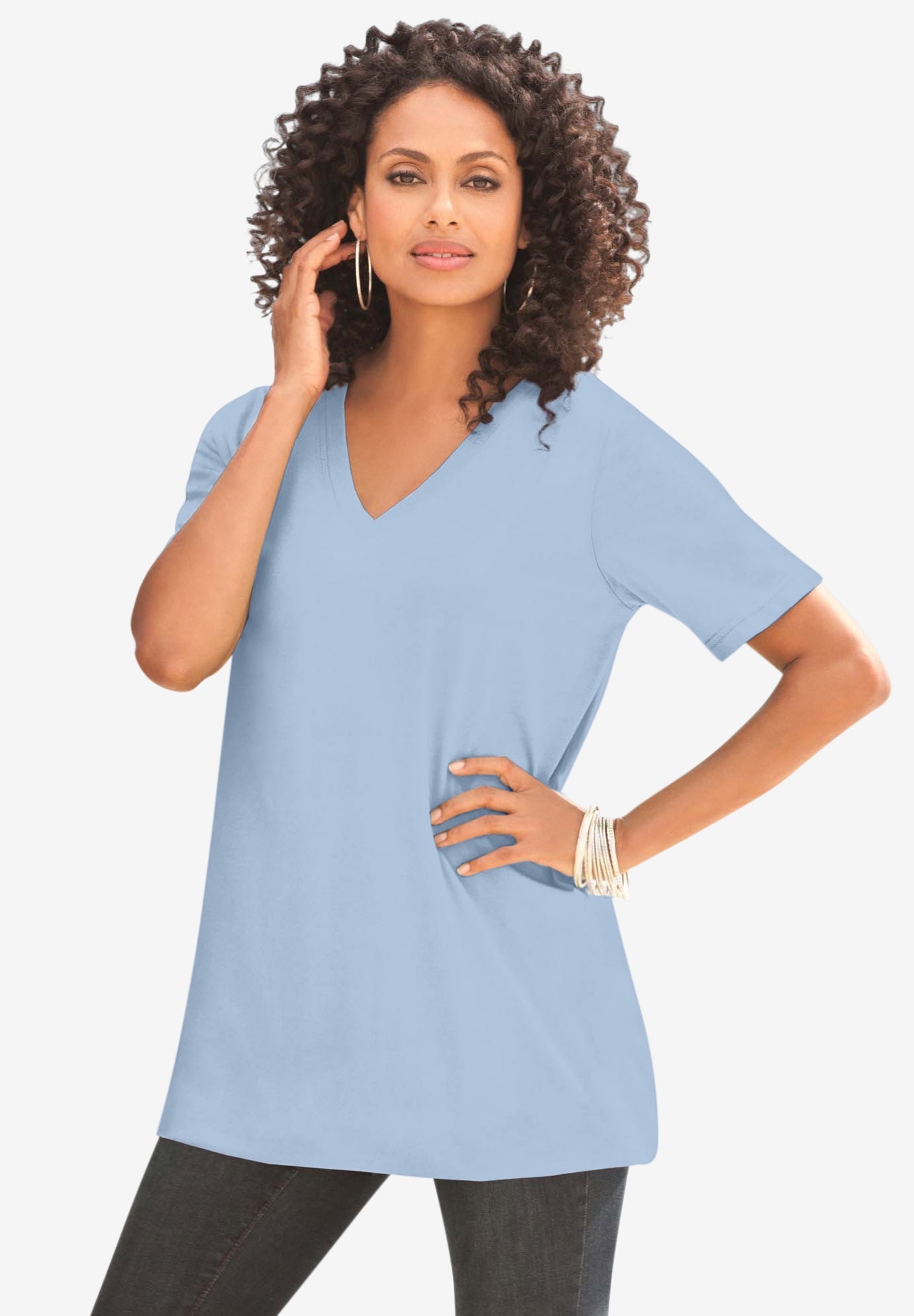 Plus Size Cotton Ultimate V-Neck Tee image number 0
