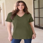 Plus Size Cotton Ultimate V-Neck Tee image number null