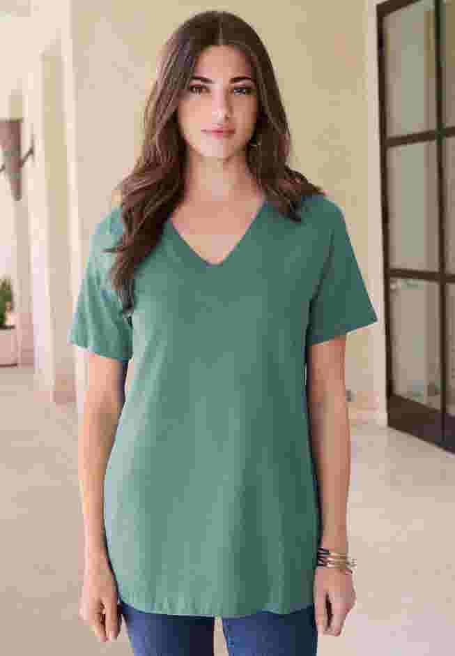 Plus Size Cotton Ultimate V-Neck Tee image number 0