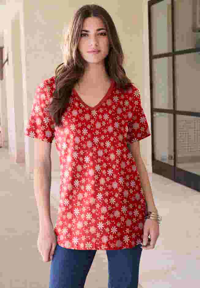 Plus Size Cotton Ultimate V-Neck Tee image number 0