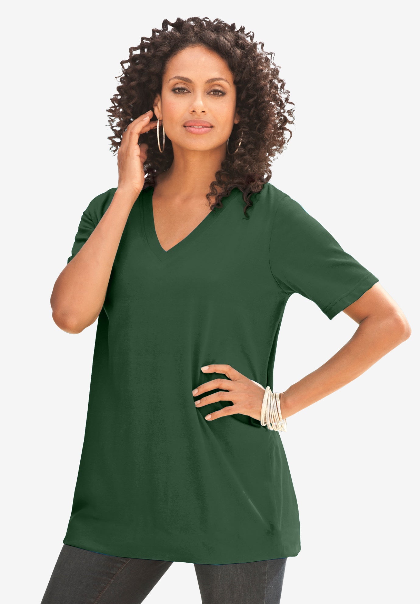 Plus Size Cotton Ultimate V-Neck Tee image number 0