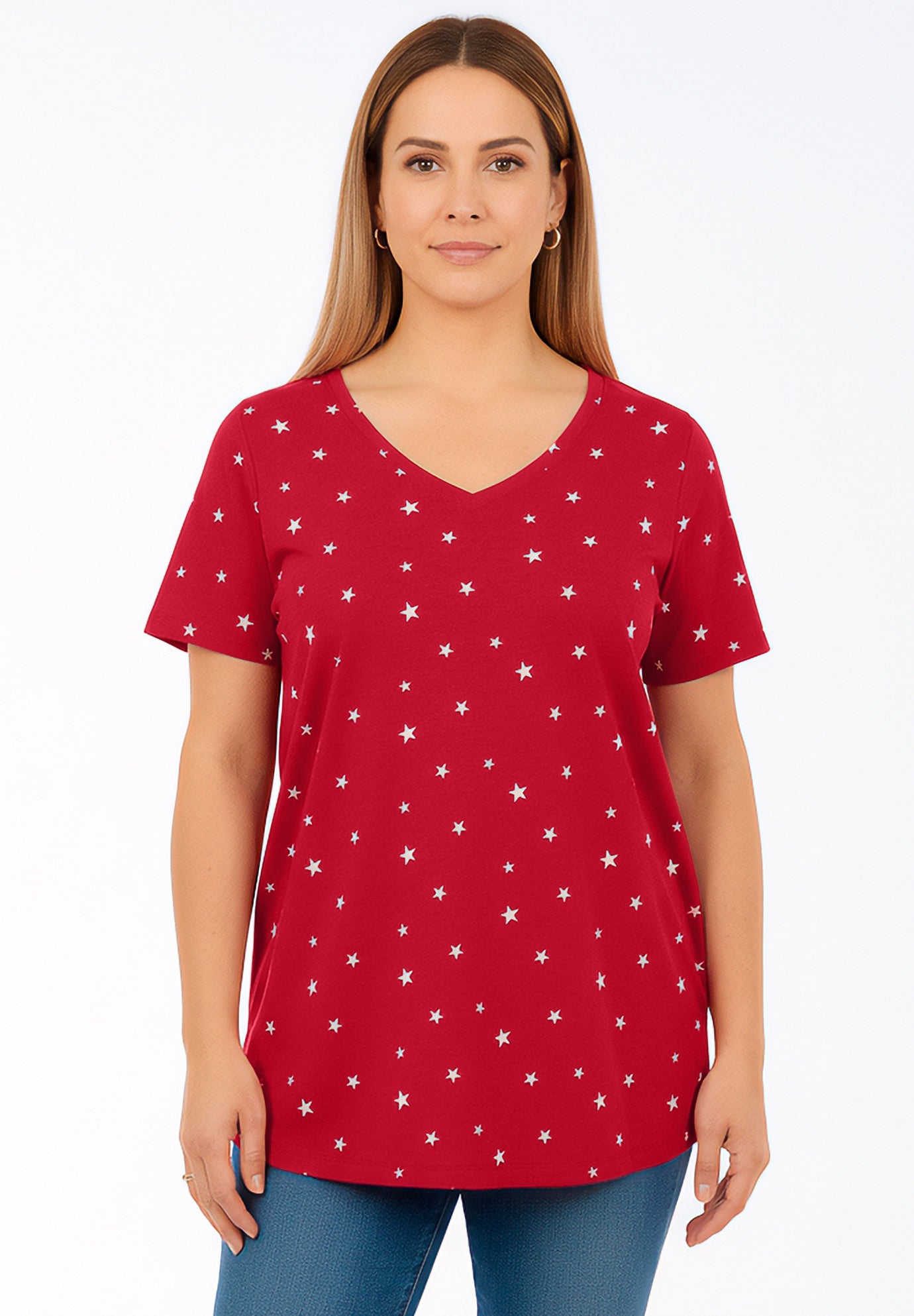 Plus Size Cotton Ultimate V-Neck Tee image number 0