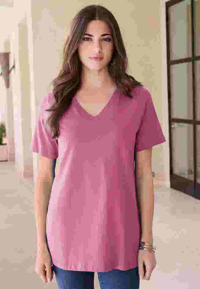 Plus Size Cotton Ultimate V-Neck Tee image number 0