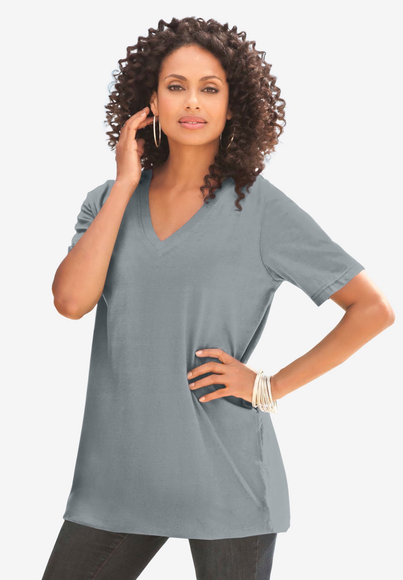Plus Size Cotton Ultimate V-Neck Tee image number 0