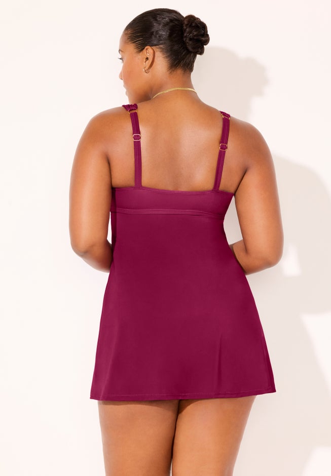Shirred Sweetheart Two-Piece Swimdress image number 1