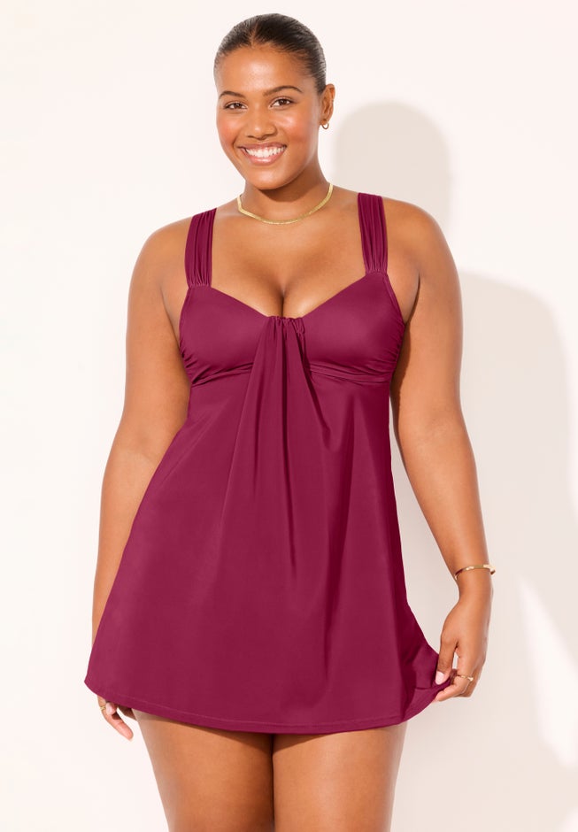 Shirred Sweetheart Two-Piece Swimdress image number 3