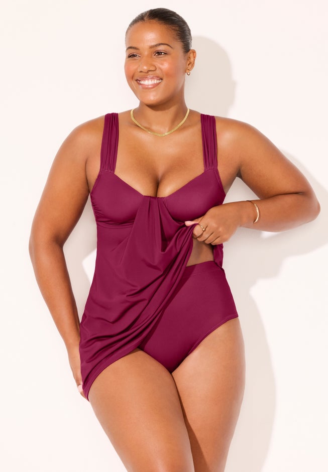 Shirred Sweetheart Two-Piece Swimdress image number 4
