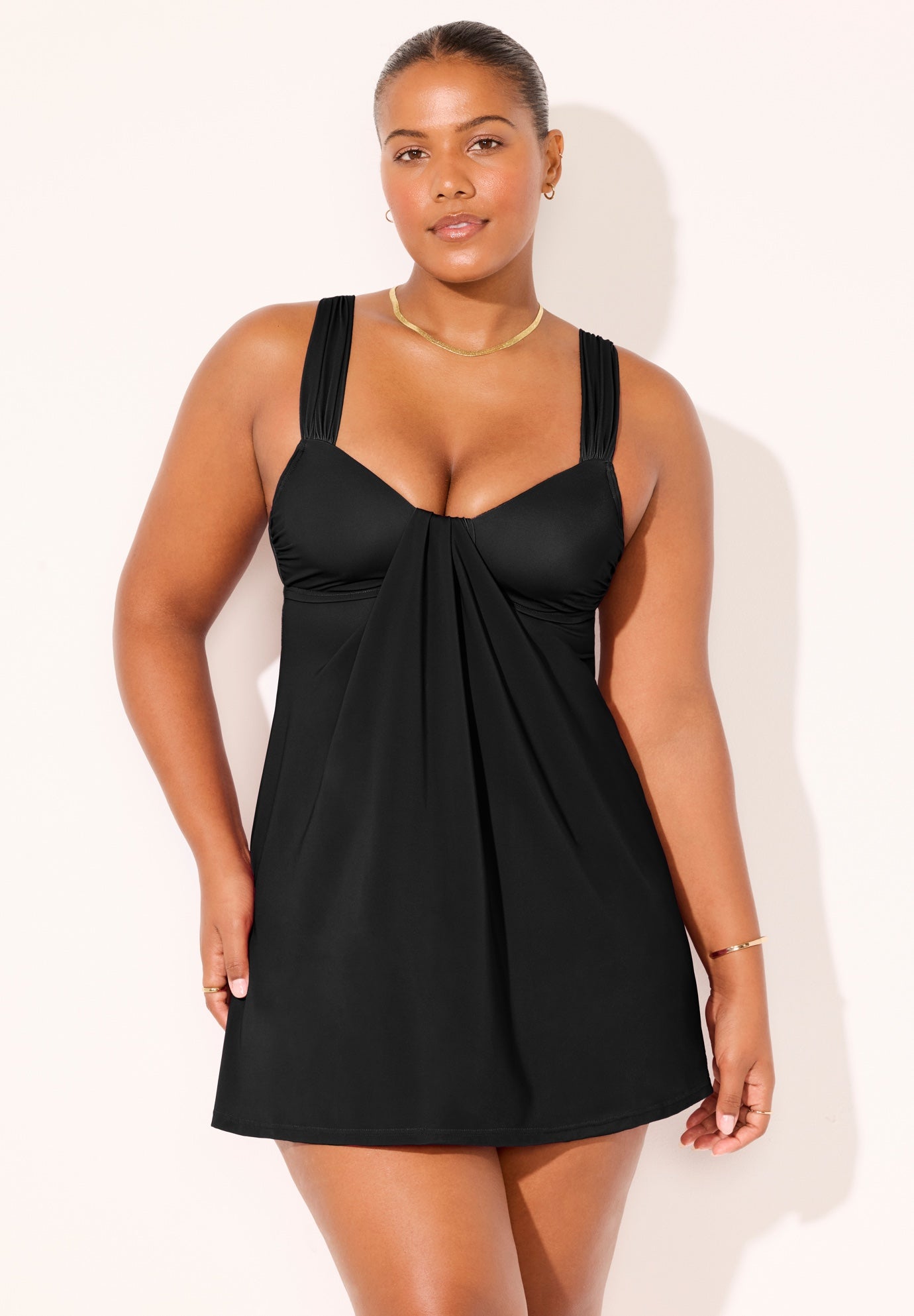 Shirred Sweetheart Two-Piece Swimdress image number 4